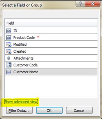 Show advanced view link